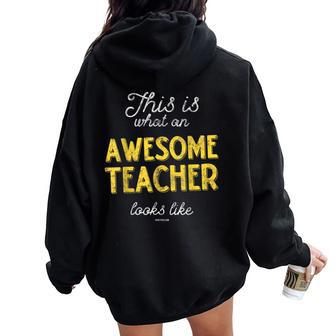 Teacher For & [2021] Awesome Teacher Women Oversized Hoodie Back Print - Thegiftio UK